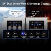 imageTylza 30 Inch Wine and Beverage Refrigerator Dual Zone Wine Beverage Cooler 30quot with French Door Under Counter Wine Beer Fridge BuiltIn or Freestanding Holds 29 Bottles and 110 Cans Black24 Dual Zone Wine Beverage Cooler