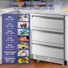 imageTylza Wine and Beverage Refrigerator 24 inch Dual Zone Wine Beverage Cooler Builtin and Freestanding with Seamless Stainless Steel Door Quick Cooling Under Counter Beer Wine refrigerator3 Drawers 24 Outdoor Beverage Refrigerator