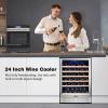 imageTylza Wine and Beverage Refrigerator 24 inch Dual Zone Wine Beverage Cooler Builtin and Freestanding with Seamless Stainless Steel Door Quick Cooling Under Counter Beer Wine refrigerator24 Wine Cooler Single Zone