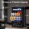 imageTylza Wine and Beverage Refrigerator 24 inch Dual Zone Wine Beverage Cooler Builtin and Freestanding with Seamless Stainless Steel Door Quick Cooling Under Counter Beer Wine refrigerator322 CuFt Beverage Cooler Black