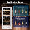 imageTylza Wine and Beverage Refrigerator 24 inch Dual Zone Wine Beverage Cooler Builtin and Freestanding with Seamless Stainless Steel Door Quick Cooling Under Counter Beer Wine refrigerator15 Wine Cooler Dual Zone