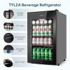 imageTylza Wine and Beverage Refrigerator 24 inch Dual Zone Wine Beverage Cooler Builtin and Freestanding with Seamless Stainless Steel Door Quick Cooling Under Counter Beer Wine refrigeratorMini Beverage CoolerGlass Door