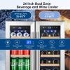 imageTylza Wine and Beverage Refrigerator 24 inch Dual Zone Wine Beverage Cooler Builtin and Freestanding with Seamless Stainless Steel Door Quick Cooling Under Counter Beer Wine refrigeratorUpgrade 24 Dual Zone Wine Beverage Cooler