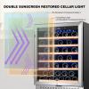 imageTylza Wine and Beverage Refrigerator 24 inch Dual Zone Wine Beverage Cooler Builtin and Freestanding with Seamless Stainless Steel Door Quick Cooling Under Counter Beer Wine refrigerator24 Wine Cooler Single Zone