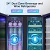imageTylza Wine and Beverage Refrigerator 24 inch Dual Zone Wine Beverage Cooler Builtin and Freestanding with Seamless Stainless Steel Door Quick Cooling Under Counter Beer Wine refrigerator24 Outdoor Wine and Beverage Cooler
