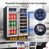 imageTylza Wine and Beverage Refrigerator 24 inch Dual Zone Wine Beverage Cooler Builtin and Freestanding with Seamless Stainless Steel Door Quick Cooling Under Counter Beer Wine refrigeratorUpgrade 24 Dual Zone Wine Beverage Cooler