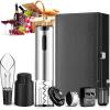 imageElectric Wine Opener Automatic Electric Wine Bottle Opener with Foil Cutter Wine Pourer Wine Drip Collar Vacuum Stopper Rechargeable Wine Corkscrew Gift Set for Wine LoversWine Gifts for Women