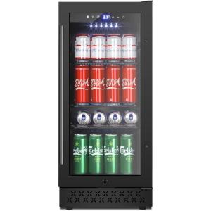 imageTylza 8 Bottle Wine Fridge Wine Cellar with LowE Tempered Glass Door LED Touchscreen Lock Frost Free No Vibration Wine Cooler Refrigerator for Red White Champagne or Sparkling Wine Black15 Beverage Cooler BlackGlass Door