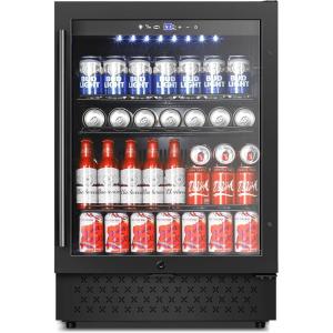 imageTylza 8 Bottle Wine Fridge Wine Cellar with LowE Tempered Glass Door LED Touchscreen Lock Frost Free No Vibration Wine Cooler Refrigerator for Red White Champagne or Sparkling Wine Black24 Beverage Cooler BlackGlass Door