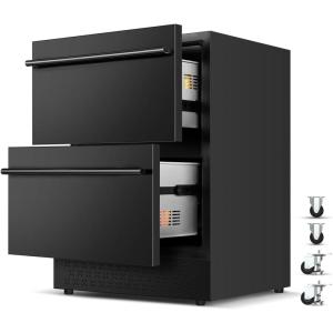 imageTylza 8 Bottle Wine Fridge Wine Cellar with LowE Tempered Glass Door LED Touchscreen Lock Frost Free No Vibration Wine Cooler Refrigerator for Red White Champagne or Sparkling Wine Black24 Outdoor Dual Drawers Cooler Black