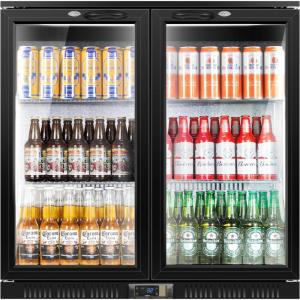 imageTylza 8 Bottle Wine Fridge Wine Cellar with LowE Tempered Glass Door LED Touchscreen Lock Frost Free No Vibration Wine Cooler Refrigerator for Red White Champagne or Sparkling Wine Black200L Back Bar Cooler BlackDouble Door