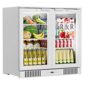 imageTylza Back Bar Cooler With 2 Glass Doors 72 CuFt Commercial Back Bar Fridge with LED Lighting Safety Locks Under Counter Refrigerator for Soda Drinks Beer Wine White