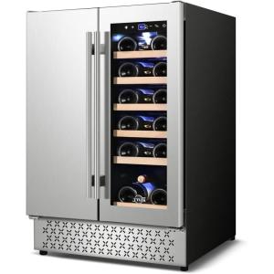 imageTylza Wine and Beverage Refrigerator 24 inch Dual Zone Wine Beverage Cooler Builtin and Freestanding with Seamless Stainless Steel Door Quick Cooling Under Counter Beer Wine refrigerator24 Outdoor Wine and Beverage Cooler