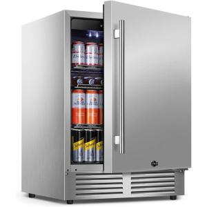 imageTylza Wine and Beverage Refrigerator 24 inch Dual Zone Wine Beverage Cooler Builtin and Freestanding with Seamless Stainless Steel Door Quick Cooling Under Counter Beer Wine refrigerator24 Outdoor Beverage Cooler