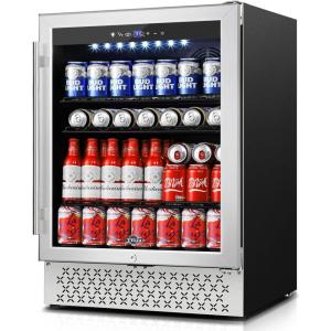 imageTylza Wine and Beverage Refrigerator 24 inch Dual Zone Wine Beverage Cooler Builtin and Freestanding with Seamless Stainless Steel Door Quick Cooling Under Counter Beer Wine refrigerator24 Beverage CoolerGlass Door