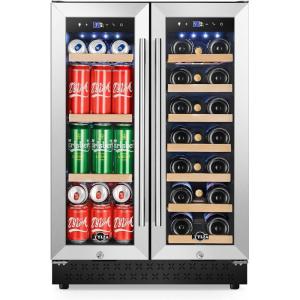 imageTylza Wine and Beverage Refrigerator 24 inch Dual Zone Wine Beverage Cooler Builtin and Freestanding with Seamless Stainless Steel Door Quick Cooling Under Counter Beer Wine refrigeratorUpgrade 24 Dual Zone Wine Beverage Cooler