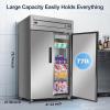 imageTylza Commercial Refrigerator and Freezer Combo 48quot W Dual Temperature Zones All Stainless Steel Design 770L 6 Adjustable Shelves Refrigerator and Freezer Combo for Restuarant Shop Garage etcStainless Steel