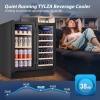 imageTylza Outdoor Refrigerator 24 Inch Wide Stainless Steel Beverage Refrigerator 176 Can for Undercounter Builtin or Freestanding for Home and Patio Water Proof Fast Cooling Low Noise 3765 FBlack