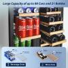 imageTylza Outdoor Refrigerator 24 Inch Wide Stainless Steel Beverage Refrigerator 176 Can for Undercounter Builtin or Freestanding for Home and Patio Water Proof Fast Cooling Low Noise 3765 FBlack