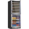 imageTylza Outdoor Refrigerator 24 Inch Wide Stainless Steel Beverage Refrigerator 176 Can for Undercounter Builtin or Freestanding for Home and Patio Water Proof Fast Cooling Low Noise 3765 FBlack