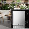 imageTylza Outdoor Refrigerator 24 Inch Wide Stainless Steel Beverage Refrigerator 176 Can for Undercounter Builtin or Freestanding for Home and Patio Water Proof Fast Cooling Low Noise 3765 FSilver White