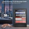imageTylza Outdoor Refrigerator 24 Inch Wide Stainless Steel Beverage Refrigerator 176 Can for Undercounter Builtin or Freestanding for Home and Patio Water Proof Fast Cooling Low Noise 3765 FBlack