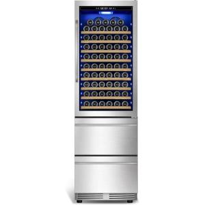 imageTylza Outdoor Refrigerator 24 Inch Wide Stainless Steel Beverage Refrigerator 176 Can for Undercounter Builtin or Freestanding for Home and Patio Water Proof Fast Cooling Low Noise 3765 FStainless Steel