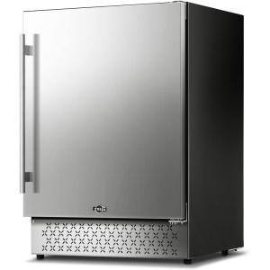 imageTylza Outdoor Refrigerator 24 Inch Wide Stainless Steel Beverage Refrigerator 176 Can for Undercounter Builtin or Freestanding for Home and Patio Water Proof Fast Cooling Low Noise 3765 FSilver White