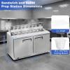 imageTylza 48 Commercial Refrigerator 127 CuFt Sandwich Salad Prep Table Mega Top Worktop Fridge w 12 Pans amp Cutting Board 2Door Stainless Steel Salad Prep Cooler for Restaurant amp Food Truck60 WDouble Door