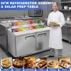 imageTylza 48 Commercial Refrigerator 127 CuFt Sandwich Salad Prep Table Mega Top Worktop Fridge w 12 Pans amp Cutting Board 2Door Stainless Steel Salad Prep Cooler for Restaurant amp Food Truck60 WDouble Door