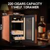 imageTylza 35L Humidor Cabinet 300 Counts Electric Humidors with Humidity amp Temperature Control Removable Spanish Cedar Wood Drawer LED Light Touch Control Humidors with Safety Lock Gift for Men25L Leather