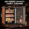 imageTylza 35L Humidor Cabinet 300 Counts Electric Humidors with Humidity amp Temperature Control Removable Spanish Cedar Wood Drawer LED Light Touch Control Humidors with Safety Lock Gift for Men70L Leather