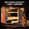 imageTylza 35L Humidor Cabinet 300 Counts Electric Humidors with Humidity amp Temperature Control Removable Spanish Cedar Wood Drawer LED Light Touch Control Humidors with Safety Lock Gift for Men50L Leather
