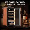 imageTylza 35L Humidor Cabinet 300 Counts Electric Humidors with Humidity amp Temperature Control Removable Spanish Cedar Wood Drawer LED Light Touch Control Humidors with Safety Lock Gift for Men35L Leather