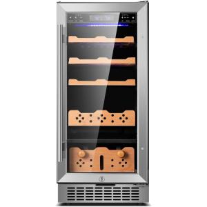 imageTylza 35L Humidor Cabinet 300 Counts Electric Humidors with Humidity amp Temperature Control Removable Spanish Cedar Wood Drawer LED Light Touch Control Humidors with Safety Lock Gift for Men88L