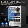 image:imageTylza 15 Inch Wine Fridge 30 Bottles Dual Zone Wine Cooler Refrigerator Undercounter or Freestanding 4065F Wine Cabinet with Tempered Glass Door Wine Cooler for Home Kitchen Bar24 Wine Beverage CoolerTopBottom Sections