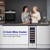 image:imageTylza 15 Inch Wine Fridge 30 Bottles Dual Zone Wine Cooler Refrigerator Undercounter or Freestanding 4065F Wine Cabinet with Tempered Glass Door Wine Cooler for Home Kitchen Bar12 18 Bottles Wine Refrigerator