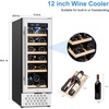 image:imageTylza 15 Inch Wine Fridge 30 Bottles Dual Zone Wine Cooler Refrigerator Undercounter or Freestanding 4065F Wine Cabinet with Tempered Glass Door Wine Cooler for Home Kitchen Bar12 18 Bottles Wine Refrigerator