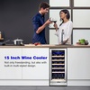 image:imageTylza 15 Inch Wine Fridge 30 Bottles Dual Zone Wine Cooler Refrigerator Undercounter or Freestanding 4065F Wine Cabinet with Tempered Glass Door Wine Cooler for Home Kitchen Bar15 Wine Cooler Single Zone