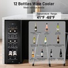 image:imageTylza 15 Inch Wine Fridge 30 Bottles Dual Zone Wine Cooler Refrigerator Undercounter or Freestanding 4065F Wine Cabinet with Tempered Glass Door Wine Cooler for Home Kitchen Bar11 12 Bottles Wine Cooler Black