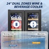 image:imageTylza 15 Inch Wine Fridge 30 Bottles Dual Zone Wine Cooler Refrigerator Undercounter or Freestanding 4065F Wine Cabinet with Tempered Glass Door Wine Cooler for Home Kitchen Bar24 Dual Zone Wine Beverage Cooler Black