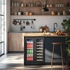 image:imageTylza 15 Inch Wine Fridge 30 Bottles Dual Zone Wine Cooler Refrigerator Undercounter or Freestanding 4065F Wine Cabinet with Tempered Glass Door Wine Cooler for Home Kitchen Bar24 Dual Zone Wine Beverage Cooler Black