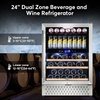 image:imageTylza 15 Inch Wine Fridge 30 Bottles Dual Zone Wine Cooler Refrigerator Undercounter or Freestanding 4065F Wine Cabinet with Tempered Glass Door Wine Cooler for Home Kitchen Bar24 Wine Beverage CoolerTopBottom Sections