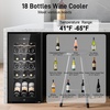 image:imageTylza 15 Inch Wine Fridge 30 Bottles Dual Zone Wine Cooler Refrigerator Undercounter or Freestanding 4065F Wine Cabinet with Tempered Glass Door Wine Cooler for Home Kitchen Bar14 18 Bottles Wine Cooler Black