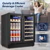 image:imageTylza 15 Inch Wine Fridge 30 Bottles Dual Zone Wine Cooler Refrigerator Undercounter or Freestanding 4065F Wine Cabinet with Tempered Glass Door Wine Cooler for Home Kitchen Bar30 Dual Zone Wine Beverage Cooler Black