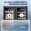 image:imageTylza 15 Inch Wine Fridge 30 Bottles Dual Zone Wine Cooler Refrigerator Undercounter or Freestanding 4065F Wine Cabinet with Tempered Glass Door Wine Cooler for Home Kitchen Bar30 Dual Zone Wine Beverage Cooler Black