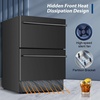 image:imageTylza 15 Inch Wine Fridge 30 Bottles Dual Zone Wine Cooler Refrigerator Undercounter or Freestanding 4065F Wine Cabinet with Tempered Glass Door Wine Cooler for Home Kitchen Bar24 Outdoor Dual Drawers Cooler Black