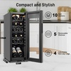 image:imageTylza 15 Inch Wine Fridge 30 Bottles Dual Zone Wine Cooler Refrigerator Undercounter or Freestanding 4065F Wine Cabinet with Tempered Glass Door Wine Cooler for Home Kitchen Bar11 12 Bottles Wine Cooler Black