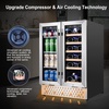 image:imageTylza 15 Inch Wine Fridge 30 Bottles Dual Zone Wine Cooler Refrigerator Undercounter or Freestanding 4065F Wine Cabinet with Tempered Glass Door Wine Cooler for Home Kitchen Bar24 Dual Zone Wine Beverage Cooler