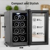 image:imageTylza 15 Inch Wine Fridge 30 Bottles Dual Zone Wine Cooler Refrigerator Undercounter or Freestanding 4065F Wine Cabinet with Tempered Glass Door Wine Cooler for Home Kitchen Bar10 8 Bottles Wine Cooler Black